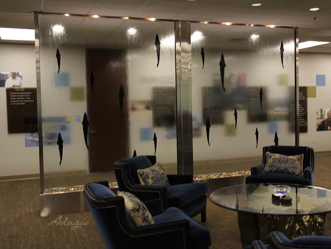 Custom Water Wall with Fish Painting